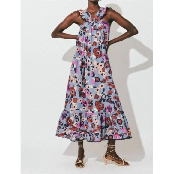 NWT CLEOBELLA hedy midi dress in Waterlily purple multicolored Floral Size Small